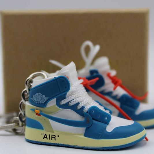Portachiavi Jordan 1 High Off White UNC Laccio Bianco