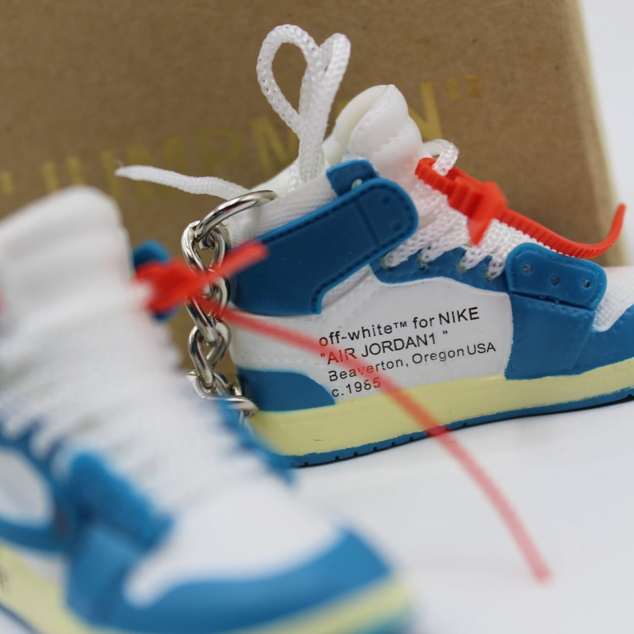 Portachiavi Jordan 1 High Off White UNC Laccio Bianco