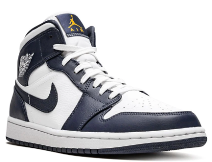 Air Jordan 1 Mid White Metallic Gold Obsidian