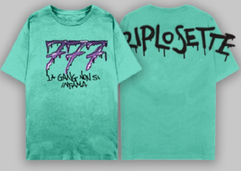 T-Shirt 777 Logo Gang Verde Acqua