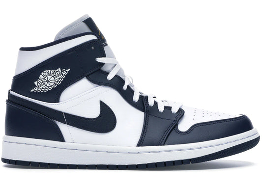 Air Jordan 1 Mid White Metallic Gold Obsidian